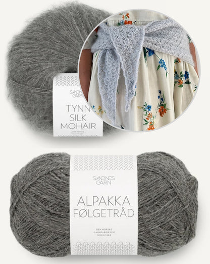 Bellis Scarf | zartes Blütenmuster aus Alpakka Folgetrad und Tynn Silk Mohair von Sandnes Garn