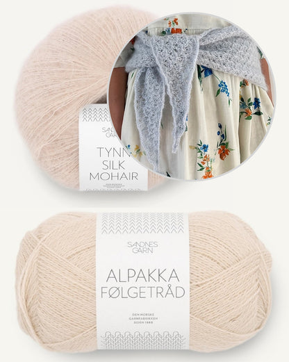 Bellis Scarf | zartes Blütenmuster aus Alpakka Folgetrad und Tynn Silk Mohair von Sandnes Garn