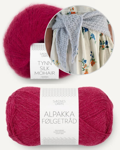 Bellis Scarf | zartes Blütenmuster aus Alpakka Folgetrad und Tynn Silk Mohair von Sandnes Garn