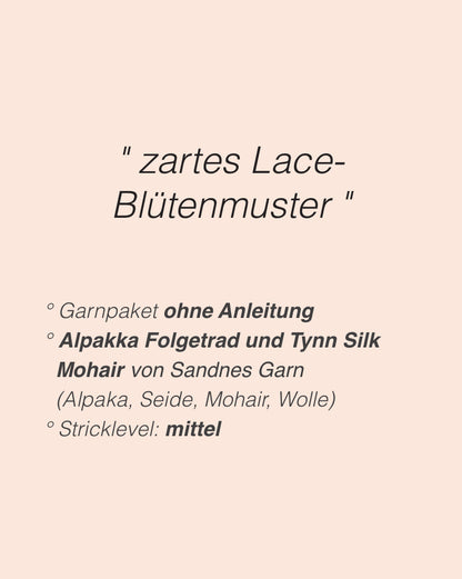 Bellis Scarf | zartes Blütenmuster aus Alpakka Folgetrad und Tynn Silk Mohair von Sandnes Garn