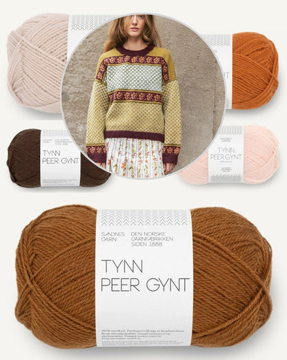 Blome Damegenser | feines Rosenmuster aus Tynn Peer Gynt von Sandnes Garn