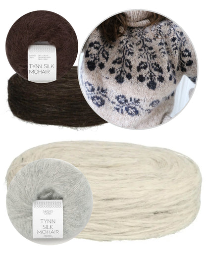 Blueberry Sweater | Beerenmuster aus Plötulopi und Tynn Silk Mohair