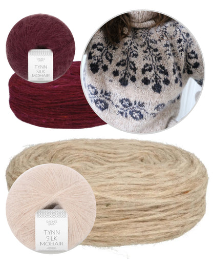 Blueberry Sweater | Beerenmuster aus Plötulopi und Tynn Silk Mohair