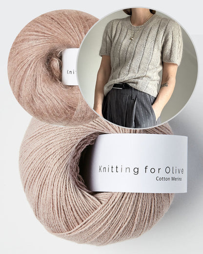 Brady Loop Tee | bezaubernde Schulter mit Zopfmuster aus Cotton Merino und Soft Silk Mohair von Knitting for Olive