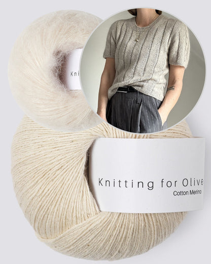 Brady Loop Tee | bezaubernde Schulter mit Zopfmuster aus Cotton Merino und Soft Silk Mohair von Knitting for Olive