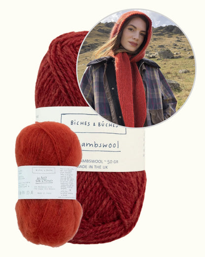 Briar Hood | romantic hooded scarf in Le Lambswool and Le Petit Silk & Mohair by Biches & Bûches