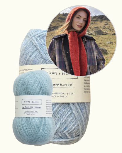 Briar Hood | romantic hooded scarf in Le Lambswool and Le Petit Silk & Mohair by Biches & Bûches