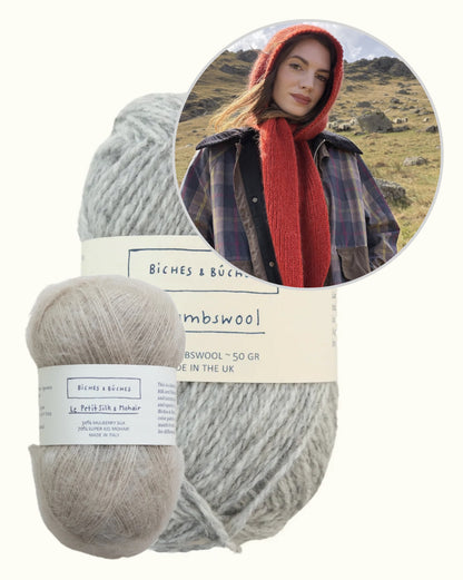 Briar Hood | romantic hooded scarf in Le Lambswool and Le Petit Silk & Mohair by Biches & Bûches