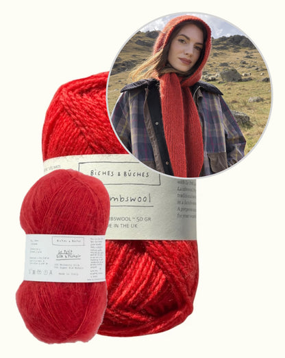 Briar Hood | romantic hooded scarf in Le Lambswool and Le Petit Silk & Mohair by Biches & Bûches