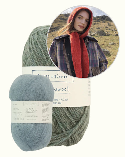 Briar Hood | romantic hooded scarf in Le Lambswool and Le Petit Silk & Mohair by Biches & Bûches