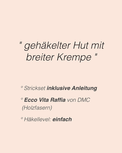 Cambodia Hat | gehäkelter Hut mit breiter Krempe aus Ecco Vita Raffia