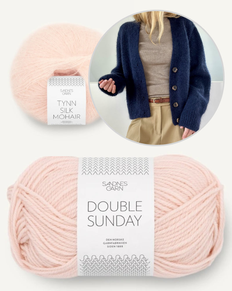 Chunky Mouline Cardigan von LeKnit mit Double Sunday und Tynn Silk Mohair von Sandnes Garn 12