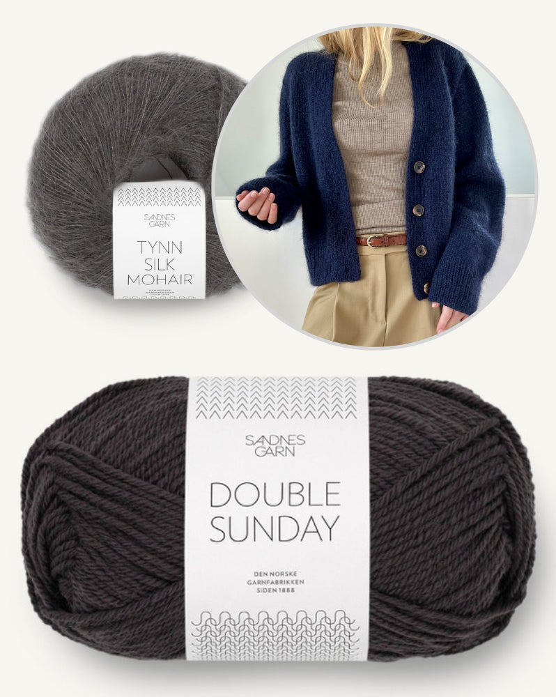 Chunky Mouline Cardigan von LeKnit mit Double Sunday und Tynn Silk Mohair von Sandnes Garn 13