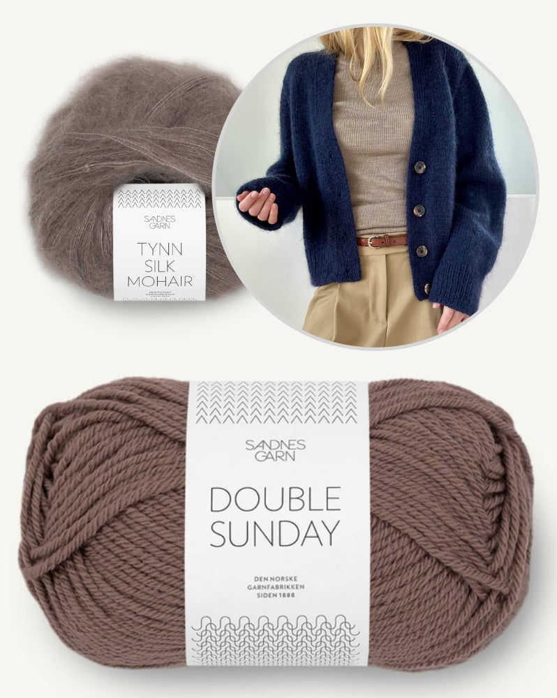 Chunky Mouline Cardigan von LeKnit mit Double Sunday und Tynn Silk Mohair von Sandnes Garn 11