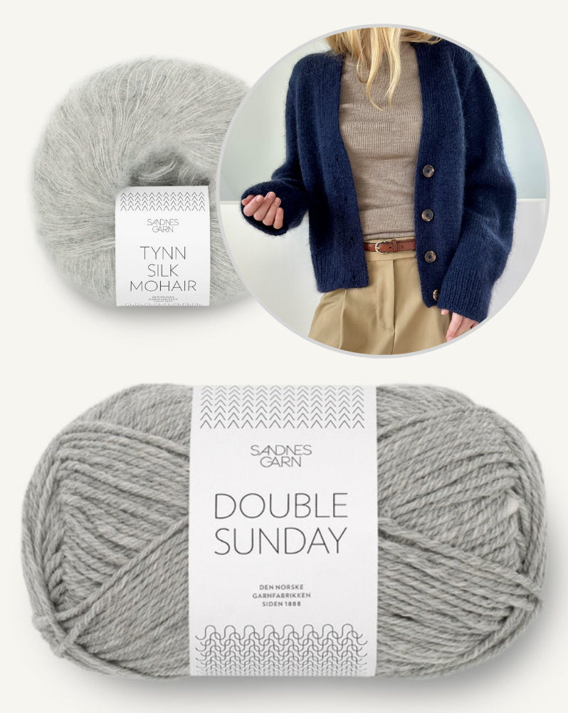 Chunky Mouline Cardigan von LeKnit mit Double Sunday und Tynn Silk Mohair von Sandnes Garn 10