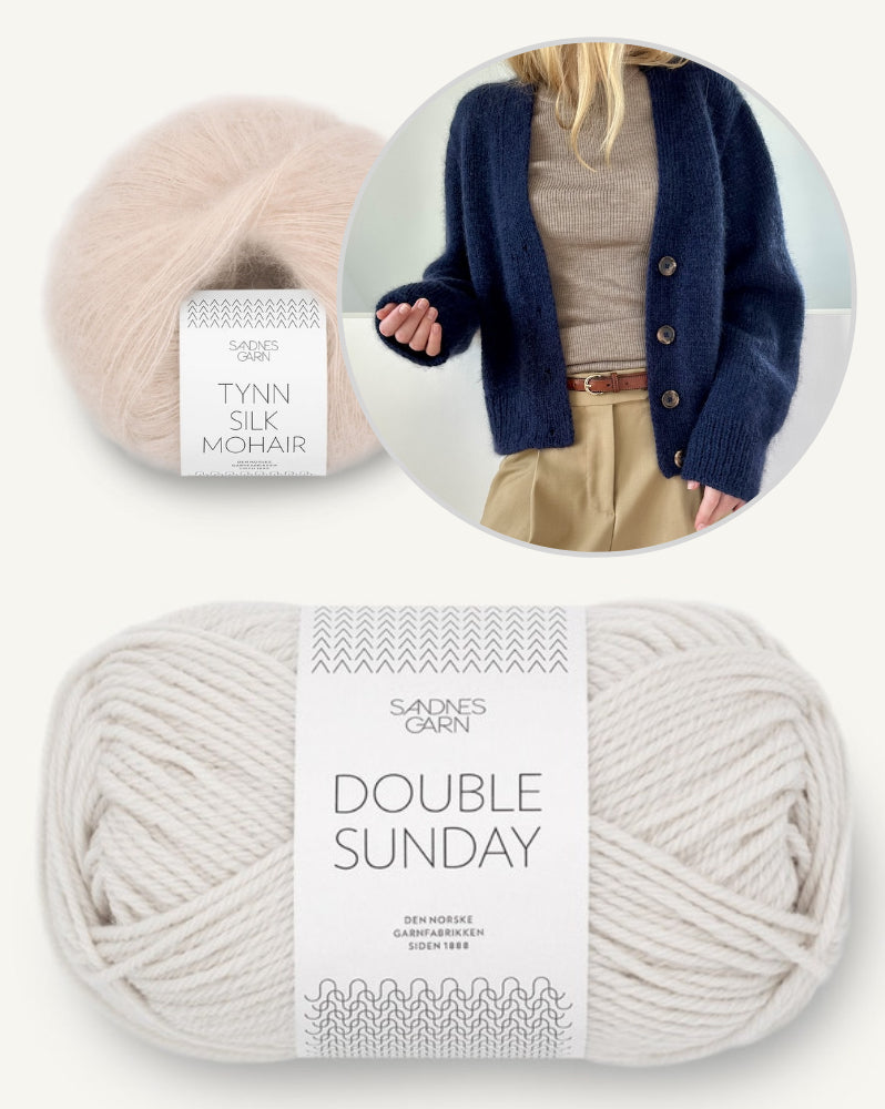 Chunky Mouline Cardigan von LeKnit mit Double Sunday und Tynn Silk Mohair von Sandnes Garn 9