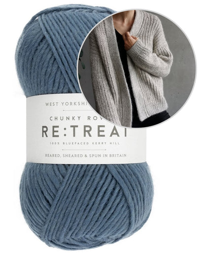 Clara Cardigan | lässige Jacke im Halbpatent aus Re:Treat Chunky Roving von West Yorkshire Spinners