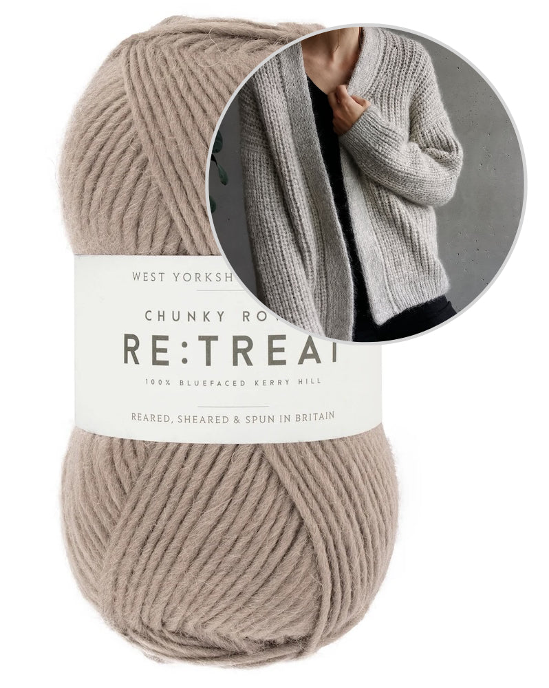 Clara Cardigan | lässige Jacke im Halbpatent aus Re:Treat Chunky Roving von West Yorkshire Spinners