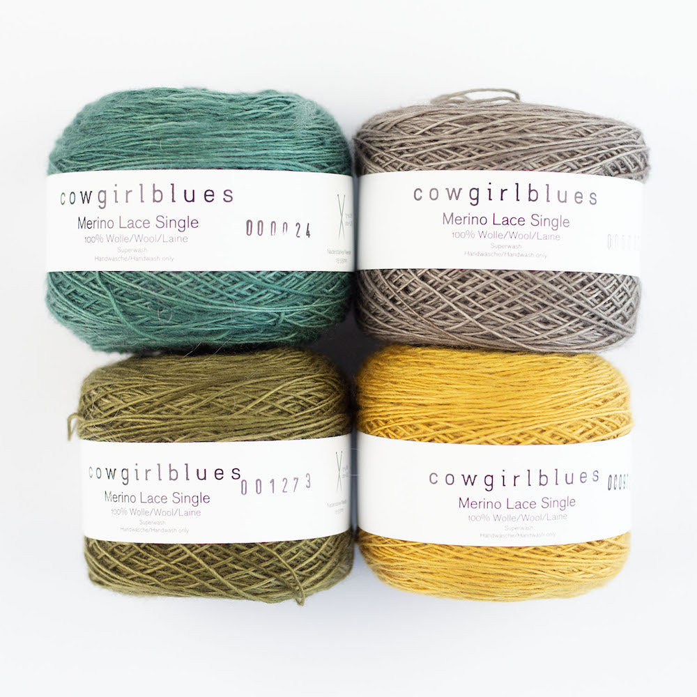 Cowgirlblues, Merino Single Lace Solids, 4 Farben Grüntöne