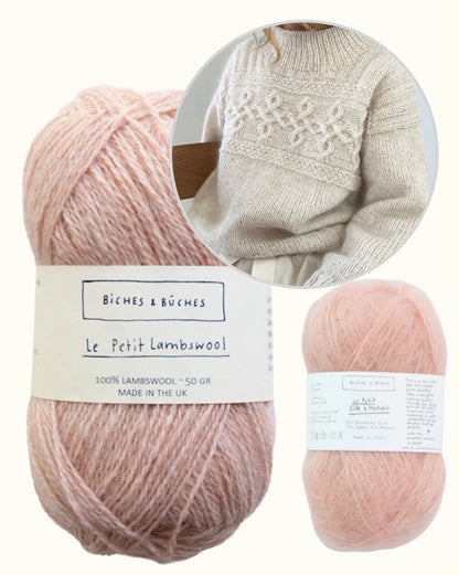 Edith Sweater | nonchalant tijdloos kabelpatroon van Le Petit Lambswool en Le Petit Silk & Mohair van Biches & Bûches