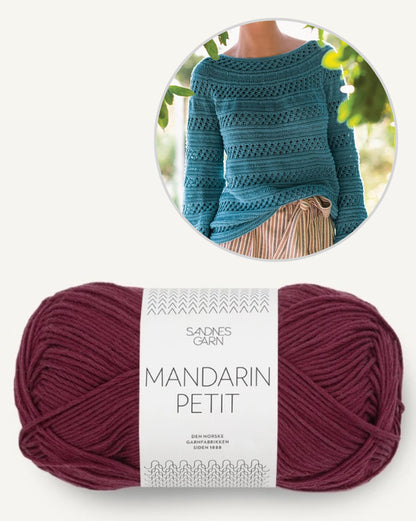 Schilfpullover | Strukturmusterstreifen aus Mandarin Petit von Sandnes Garn