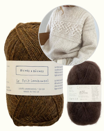 Edith Sweater | nonchalant tijdloos kabelpatroon van Le Petit Lambswool en Le Petit Silk & Mohair van Biches & Bûches