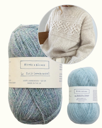 Edith Sweater | nonchalant tijdloos kabelpatroon van Le Petit Lambswool en Le Petit Silk & Mohair van Biches & Bûches