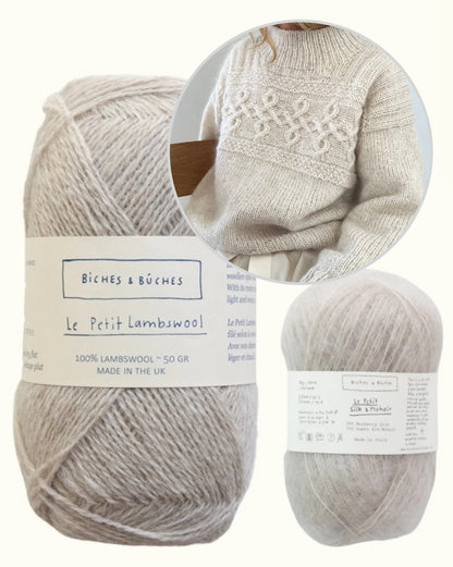 Edith Sweater | nonchalant tijdloos kabelpatroon van Le Petit Lambswool en Le Petit Silk & Mohair van Biches & Bûches