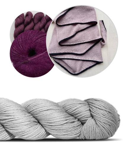 De eenvoudigste sjaal met een klein lijntje | uit Cheeky Merino Joy van Rosy Green Wool met Pinta en Mohair Bliss van Pascuali