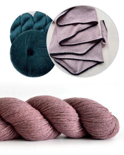 De eenvoudigste sjaal met een klein lijntje | uit Cheeky Merino Joy van Rosy Green Wool met Pinta en Mohair Bliss van Pascuali