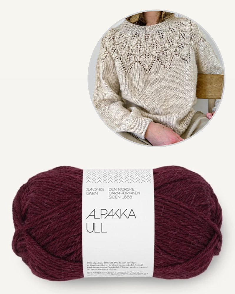 Ella Sweater | feines Blattmuster aus Alpakka Ull von Sandnes Garn