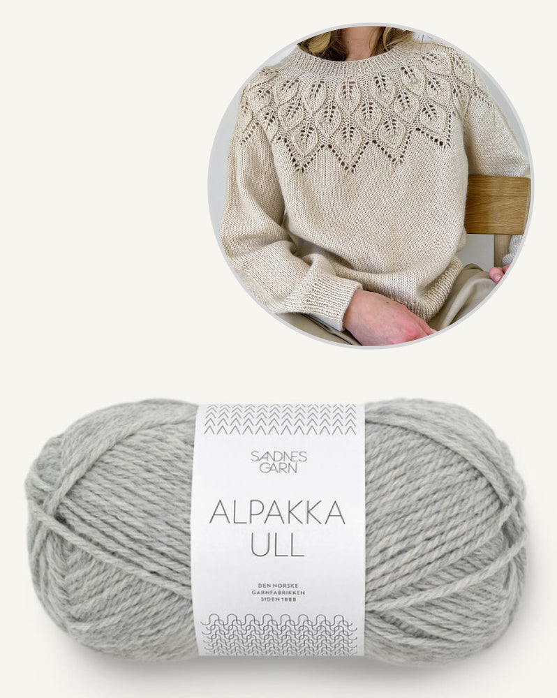 Ella Sweater | feines Blattmuster aus Alpakka Ull von Sandnes Garn