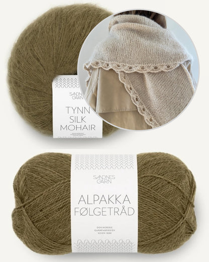 Ellie-sjal | stort trekantet sjal i Alpakka Folgetrad og Tynn Silk Mohair fra Sandnes Garn