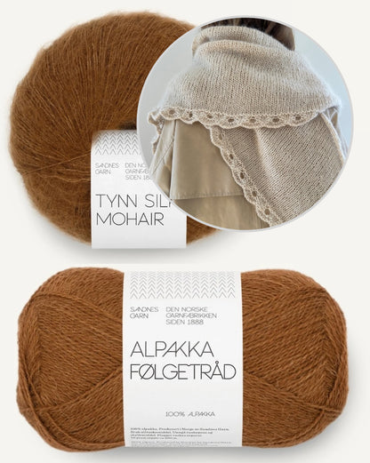 Ellie-sjal | stort trekantet sjal i Alpakka Folgetrad og Tynn Silk Mohair fra Sandnes Garn
