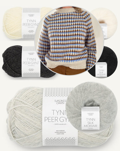 Facet Sweater | kleinteiliges Muster aus Tynn Peer Gynt und Tynn Silk Mohair von Sandnes