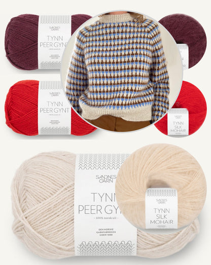 Facet Sweater | kleinteiliges Muster aus Tynn Peer Gynt und Tynn Silk Mohair von Sandnes