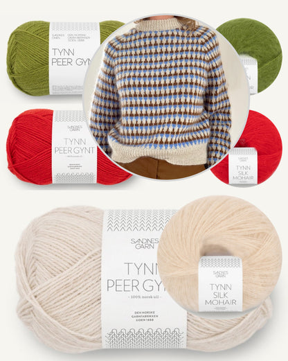 Facet Sweater | kleinteiliges Muster aus Tynn Peer Gynt und Tynn Silk Mohair von Sandnes