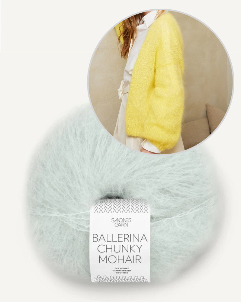 Garnpaket Sandnes Facile Cardigan mit Chunky Mohair neue Farben 4