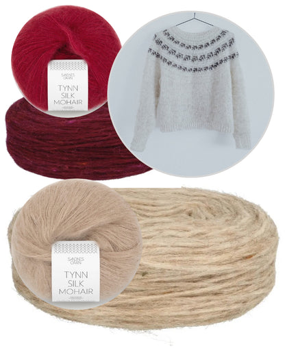 Fernlys Sweater | zart schimmerndes Blattmuster aus Plötulopi und Tynn Silk Mohair
