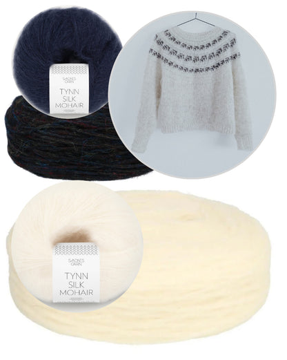 Fernlys Sweater | zart schimmerndes Blattmuster aus Plötulopi und Tynn Silk Mohair