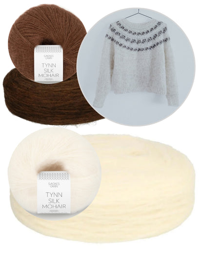 Fernlys Sweater | zart schimmerndes Blattmuster aus Plötulopi und Tynn Silk Mohair