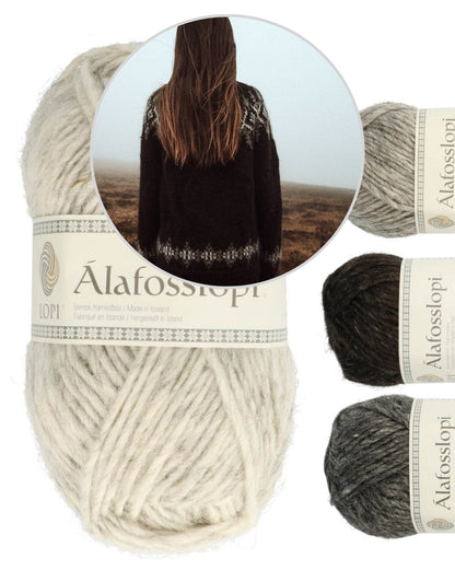 Fjelltur Sweater | kontrastikas norjalaiskuvio Alafosslopi-langasta Lopi Islandilta