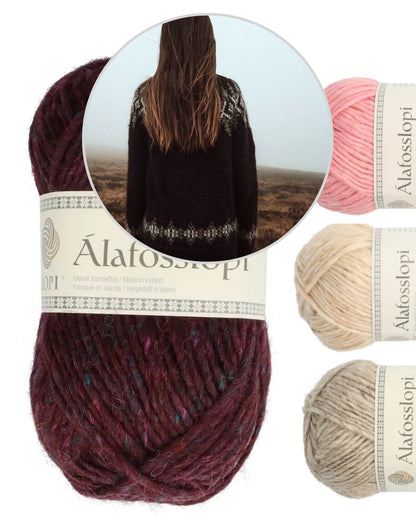 Fjelltur Sweater | kontrastikas norjalaiskuvio Alafosslopi-langasta Lopi Islandilta