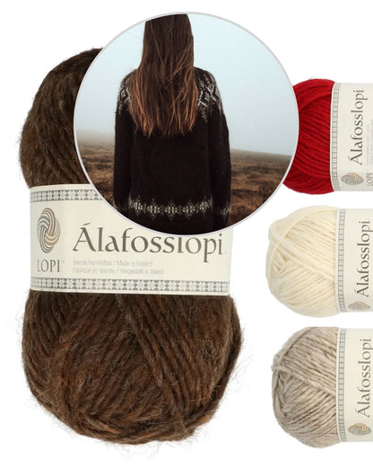Fjelltur Sweater | kontrastikas norjalaiskuvio Alafosslopi-langasta Lopi Islandilta