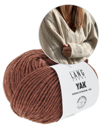 Flow Loop V-Neck | lässige Strukturmusterstreifen aus Yak von Lang Yarns