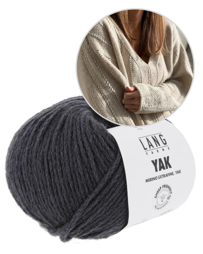 Flow Loop V-Neck | lässige Strukturmusterstreifen aus Yak von Lang Yarns