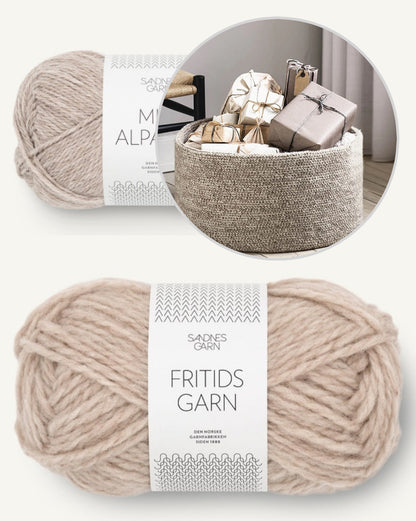 Großer Korb | für bezaubernden Stauraum aus Fritidsgarn und Mini Alpakka von Sandnes Garn