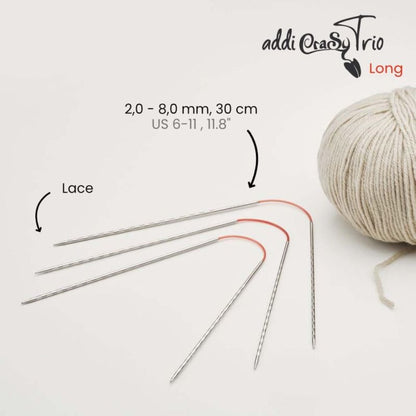 CraSyTrio Novel bas aiguilles à tricoter longues - 30cm 