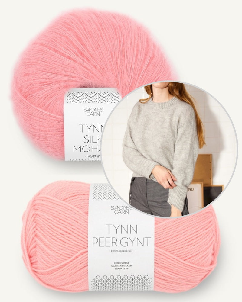 Sandnes Kollektion 2403 Heather Sweater aus Tynn Peer Gynt und Tynn Silk Mohair in der Farbe blossom