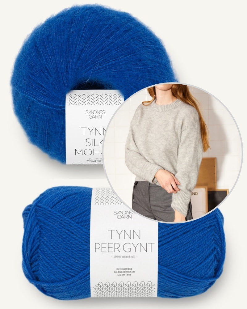 Sandnes Kollektion 2403 Heather Sweater aus Tynn Peer Gynt und Tynn Silk Mohair in der Farbe jolly blue